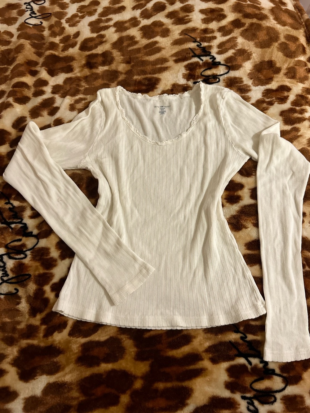 Women's Ribbed Scoop Neck Long-Sleeve Top